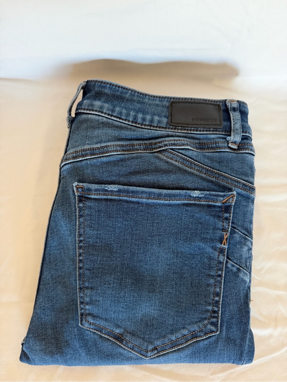 Express Women’s High Rise Ankle Legging in Blue Denim - Stretchy